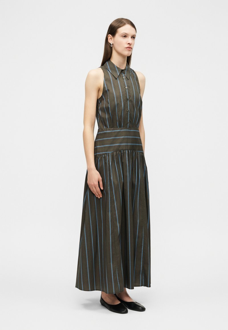 slim fit dress slacks Staud // White & Green Striped Back Cutout Dress – VSP Consignment main image 1