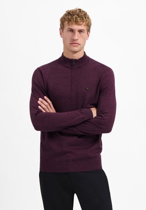 HALF-ZIP MELANGE - Strickpullover - dark wine