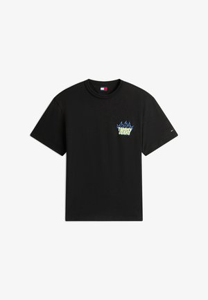 Tommy Jeans, BUBBLE LOGO TEXTURED RELAXED T-SHIRT - T-shirt print - black
