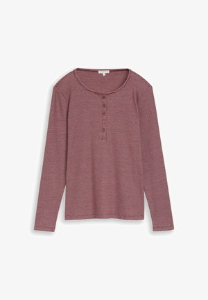 TOM TAILOR, TOM TAILOR T-SHIRT HENLEY LANGARMSHIRT MIT RIPPSTRUKTUR - Longsleeve - light pink preppy plum stripe