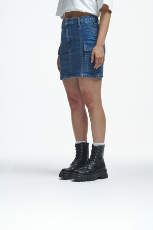 2Y Studios RUNA MINI SKIRT - Denim skirt - mid blue