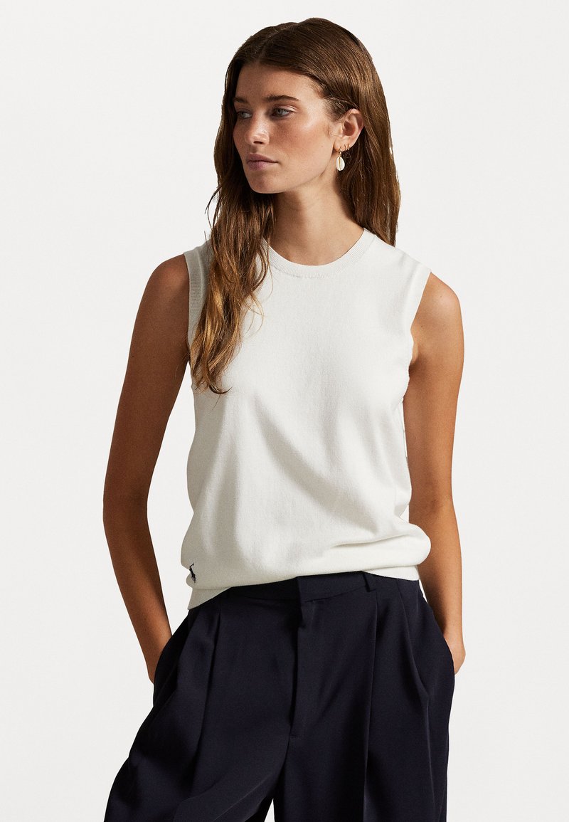 Polo Ralph Lauren - SLEEVELESS CREWNECK SWEATER - Top - white, Enlarge