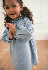 Next RUFFLE COLLAR - Denimové šaty - blue denim