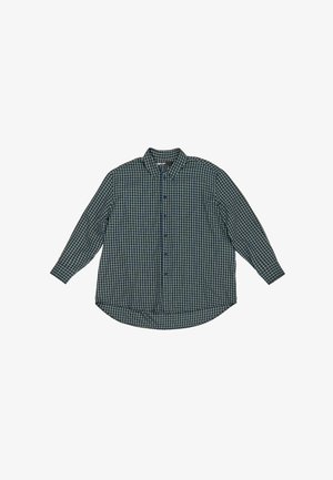 Roheline ja mereväe sinine ruuduline nööpidega särk pikade varrukatega, ümarate servadega ja nööbikinnitusega. Valmistatud kangast, millel on ruuduline muster.