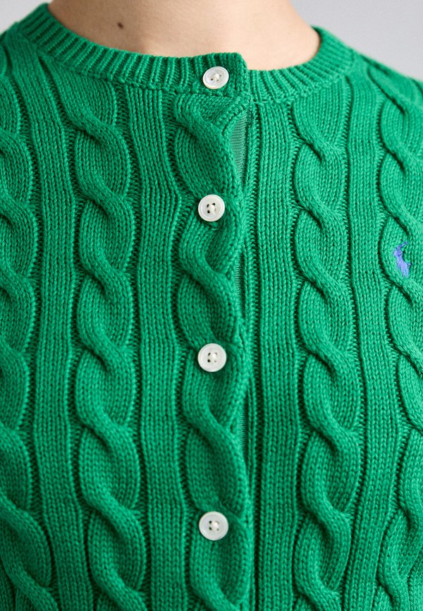 CABLE KNIT COTTON CREWNECK CARDIGAN - Cardigan - billiard4