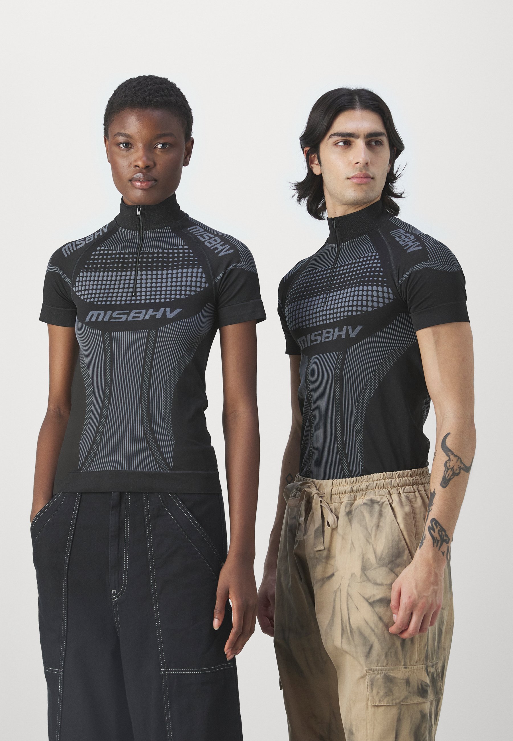 MISBHV SPORT EUROPA QUARTER ZIP - Print T-shirt - muted black