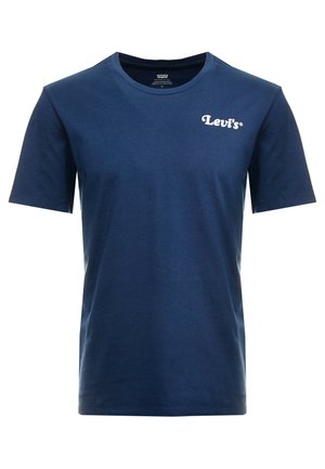 Marineblå bomulds t-shirt med korte ærmer og rund halsudskæring. Har en hvid Levi's-logo på øverste venstre bryst.
