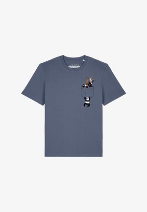 watapparel, POCKET PANDAS - Print T-shirt - blue grey