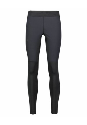 Heren zwart en donkergrijs aansluitende sportleggings met een kleurblokdesign en het Under Armour-logo op de linkerdij.