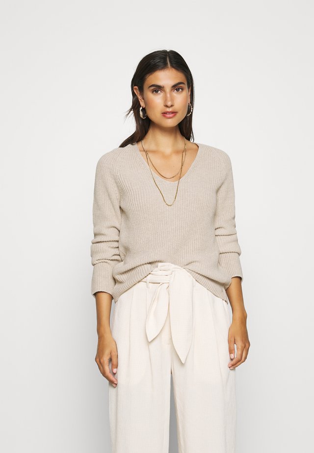 LONGSLEEVE VNECK - Jumper - sandy melange