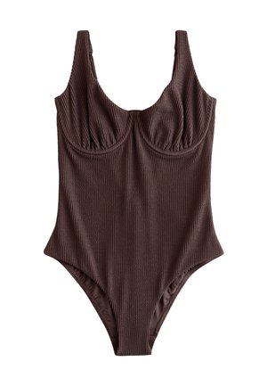 Next TUMMY CONTROL DD+ WIRED SWIMSUIT STANDARD - Badedragt - chocolate brown crinkle