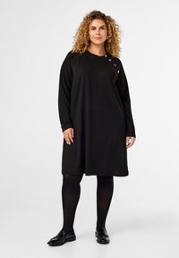 Zizzi MIT KNÖPFEN - Trikotaažkleit - black