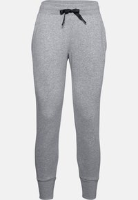 Grå sweatpants tillverkade av mjukt bomullsmaterial, med dragsko i midjan, ribbade ärmslut och eleganta sidofickor.