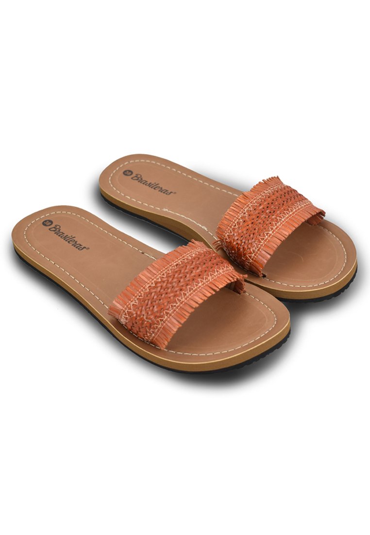 TREZA Sandalias planas orange/marrón - Zalando.es