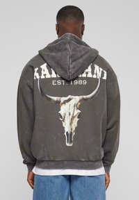 Karl Kani - CHEST SIGNATURE OS WASHED HEAVY SKULL  - Felpa con zip - anthracite Immagine in miniatura 1