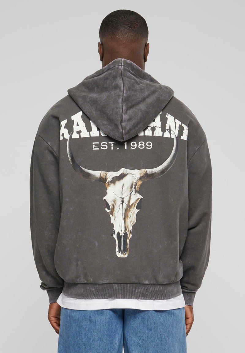 Karl Kani - CHEST SIGNATURE OS WASHED HEAVY SKULL  - Felpa con zip - anthracite, Ingrandire