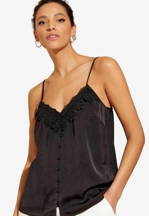 V NECK REGULAR - Blúz - black
