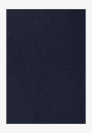 Tissu bleu marine avec une texture lisse et un motif de tissage subtil, présentant un bord net sans quincaillerie ni accents visibles.