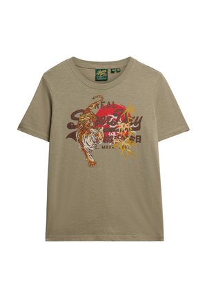 Superdry VINTAGE LOGO TOKYO  - Print T-shirt - light khaki green slub
