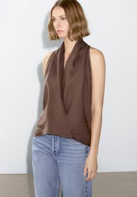 Massimo Dutti - CROSS OVER HALTER - Blouse - dark brown Thumbnail Image 1