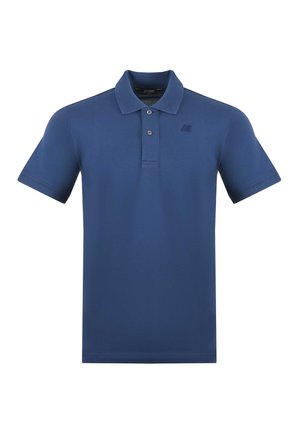 Polo blu navy a maniche corte con due bottoni e piccolo logo ricamato sul petto sinistro.