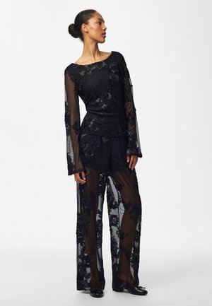Pieces, WIDE-LEG TROUSERS PCOFFIA HW - Pantalon classique - black