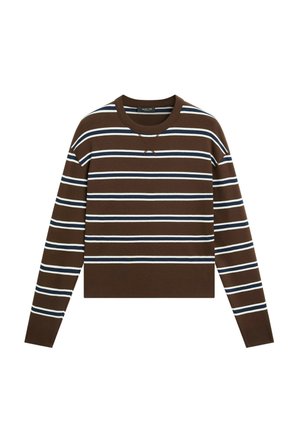 Massimo Dutti, Medium braided nappa leather bag - Sweatshirt - dark brown
