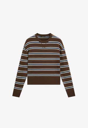Massimo Dutti, Medium braided nappa leather bag - Sweatshirt - dark brown