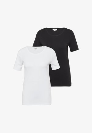 Divi īsajām piedurknēm T-krekli, viens balts un otrs melns. Izgatavoti no mīksta kokvilnas, ar apaļām kakla izgriezumiem un piegulošu siluetu.