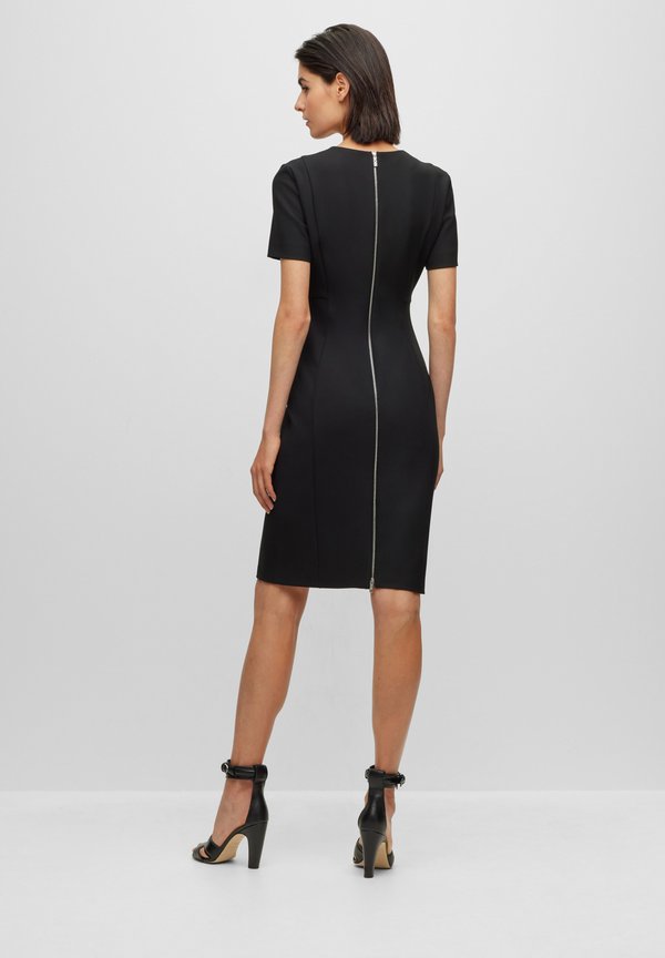V-NECK BUSINESS DRESS WITH SHORT SLEEVES AND FULL LENGTH ZIPPER AT THE BACK - Day dress3