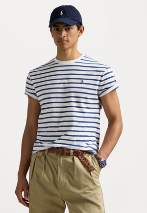 CUSTOM SLIM FIT STRIPED JERSEY T-SHIRT - Print T-shirt - white/old royal