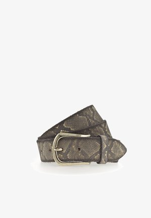b.belt Riem - dunkel grau gold metallic