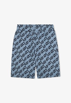 Lichtblauwe zwembroek met een algehele zwart KENZO logo patroon. Elastische tailleband met trekkoord en een ontspannen pasvorm.