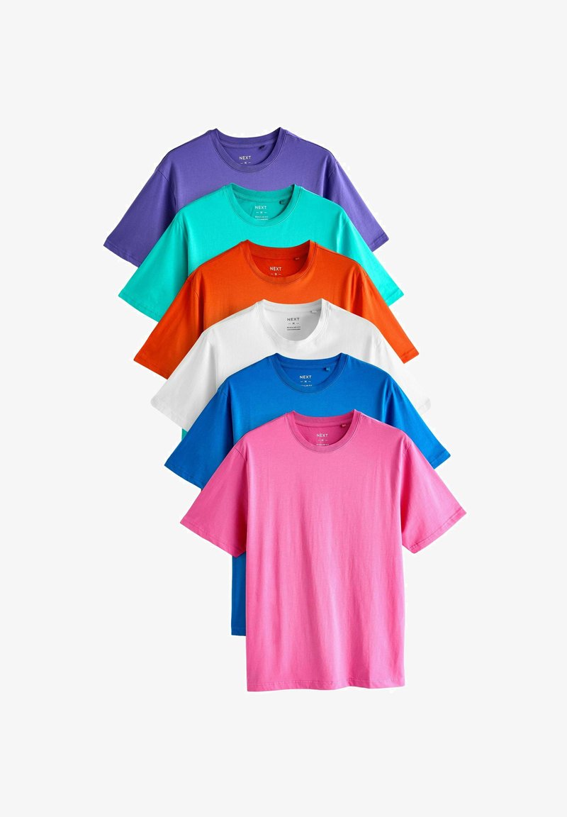 Next 6 PACK REGULAR - Jednoduché tričko - blue purple pink aqua white orange