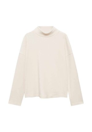 Top a maniche lunghe color crema con collo a dolcevita, dalla vestibilità comoda, realizzato in un tessuto morbido, con spalle abbassate e orlo dritto.