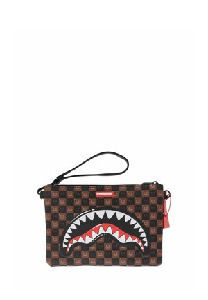 Sprayground, POCHETTE SHARKS IN PARIS WTF BUBBLE BROWN CHECK CROSSOVER CLUTCH - Clutch - marrone