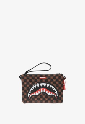 Sprayground, POCHETTE SHARKS IN PARIS WTF BUBBLE BROWN CHECK CROSSOVER CLUTCH - Clutch - marrone