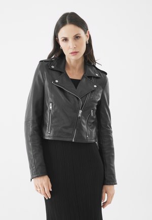 Chaqueta de cuero - schwarz