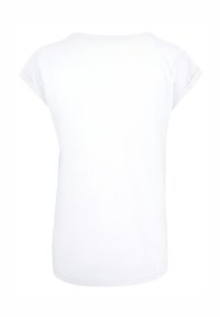 White short-sleeve t-shirt with a rounded neckline and rolled sleeves. Soft fabric and smooth texture with a simple, unembellished design.
