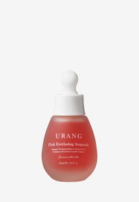 URANG Pink Everlasting Ampoule dalam botol kaca bulat, menampilkan cairan berwarna pink, tutup pipet putih, dan rincian teks di bagian depan. 35ml.