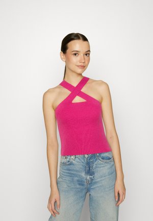CROSS OVER NECK DETAIL - Top - knockout pink