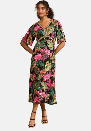 REGULAR FIT - SEQUIN SLEEVE   - Day dress - black tropical