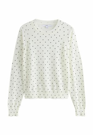 TALL FIT - SOFT TOUCH CREW NECK  - Pullover - ecru heart polka dots