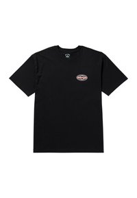 Sort bomulds t-shirt med rund hals og korte ærmer. Har en lille, flerfarvet logo-lap på brystet.
