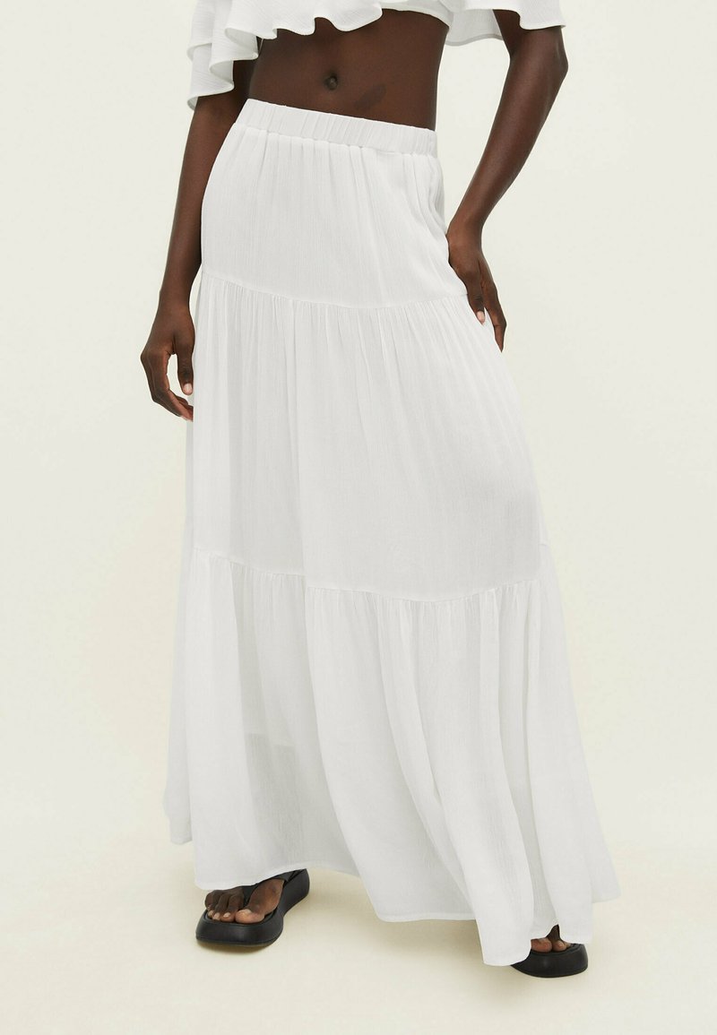 Stradivarius PEASANT - Jupe longue - white/blanc - ZALANDO.CH
