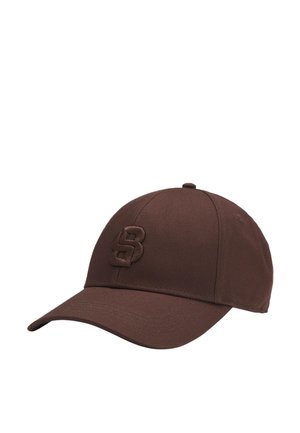 Dark brown baseball cap with curved brim and raised "SB" logo on the front panel, set against a white background.