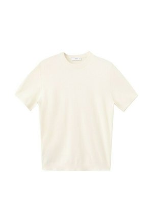 Plain short-sleeve white crew neck t-shirt, laid flat on a white background.