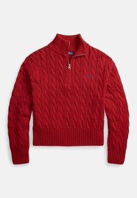 CABLE-KNIT COTTON QUARTER-ZIP SWEATER - Svetrík - brick