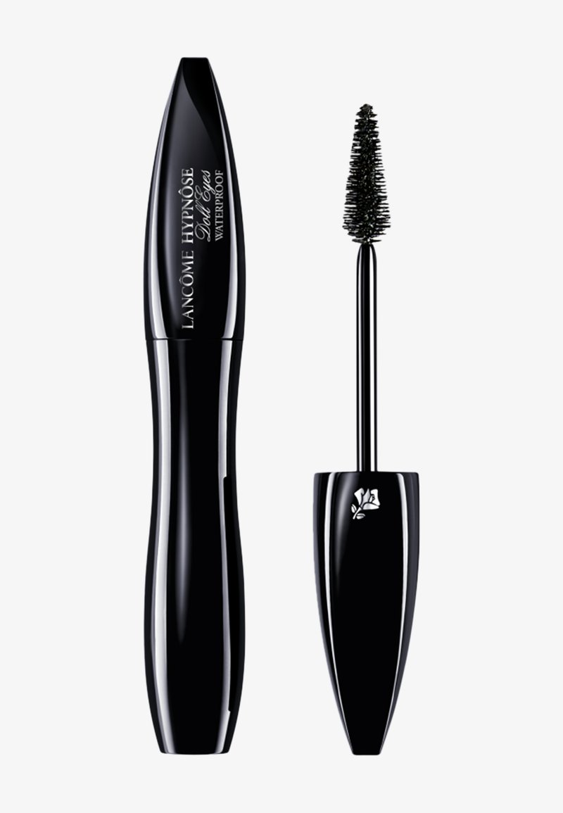 Lancôme Hypnôse Dark Eyes waterproof mascara with sleek black curved tube and a tapered brush applicator.
