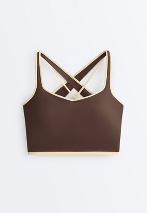 OYSHO COMFORTLUX CONTRAST CROSSOVER BACK TANK - Top - mottled brown